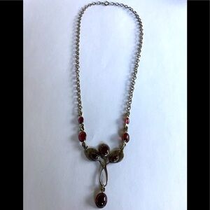 Sterling Garnet Art Nouveau Jugendstil Necklace